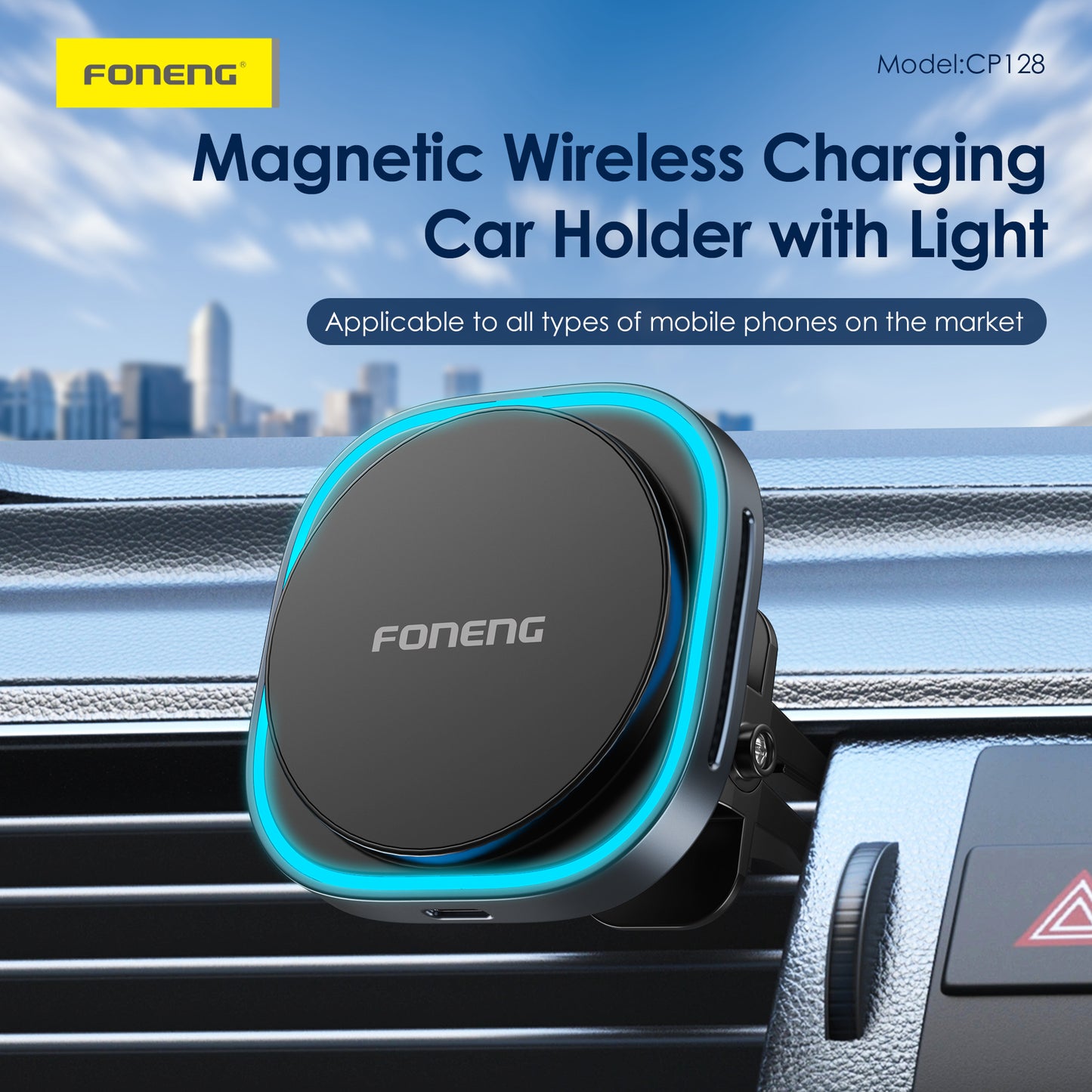 FONENG CP128 Magnetic Wireless Charging Car Holder 15W