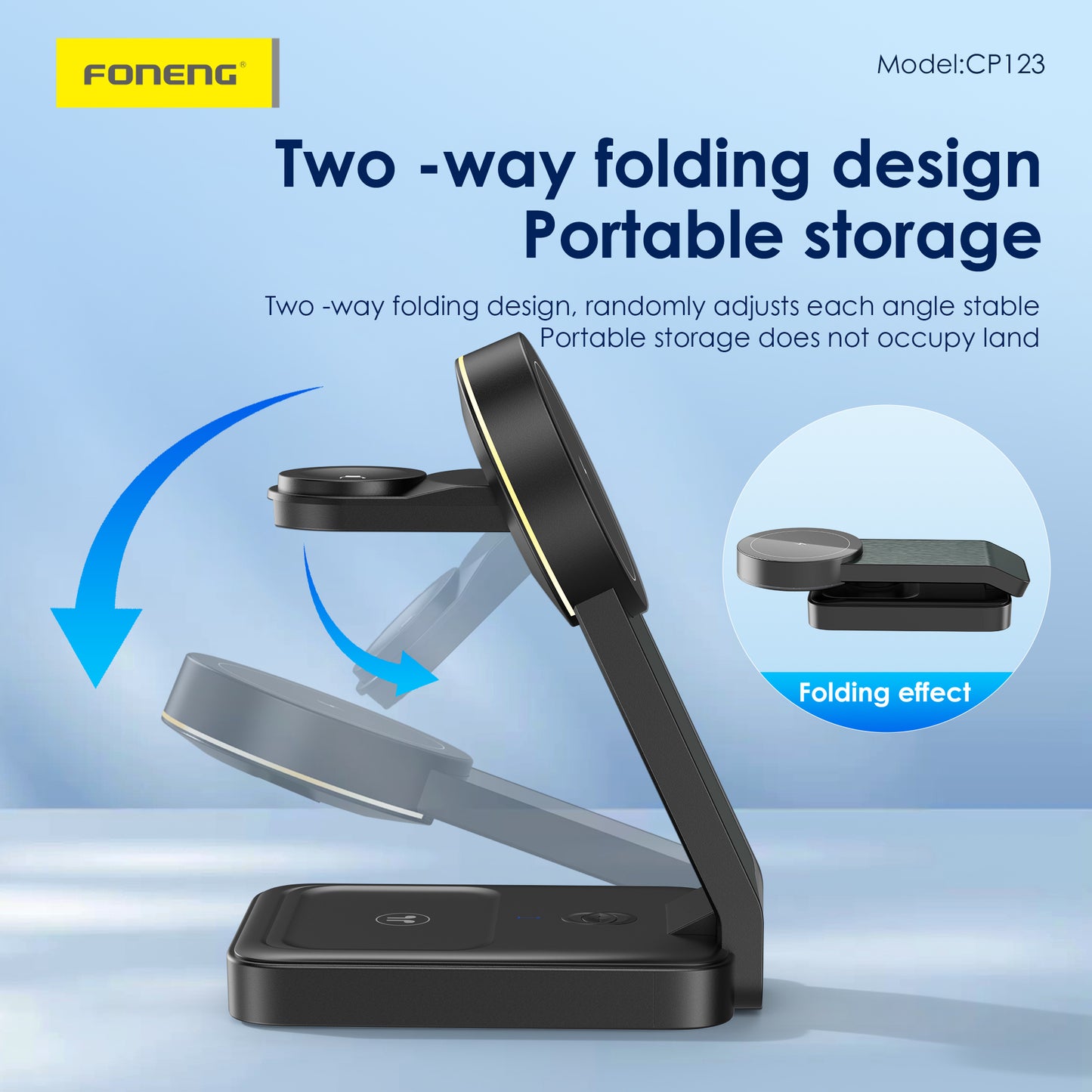 FONENG CP123 3 in 1 Foldable Magnetic Wireless Charging Stand 15W