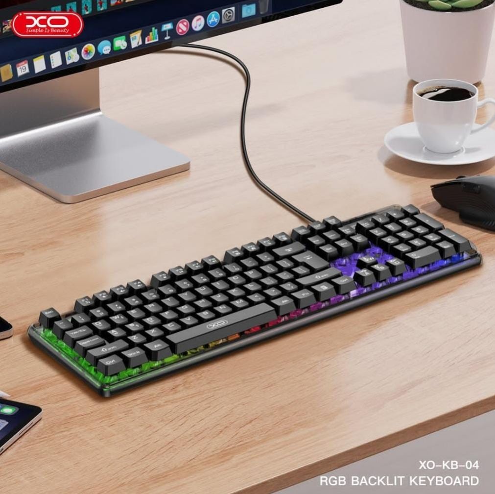 XO KB-04 Triple Color Mixed Breathing Light Wired Game Keyboard