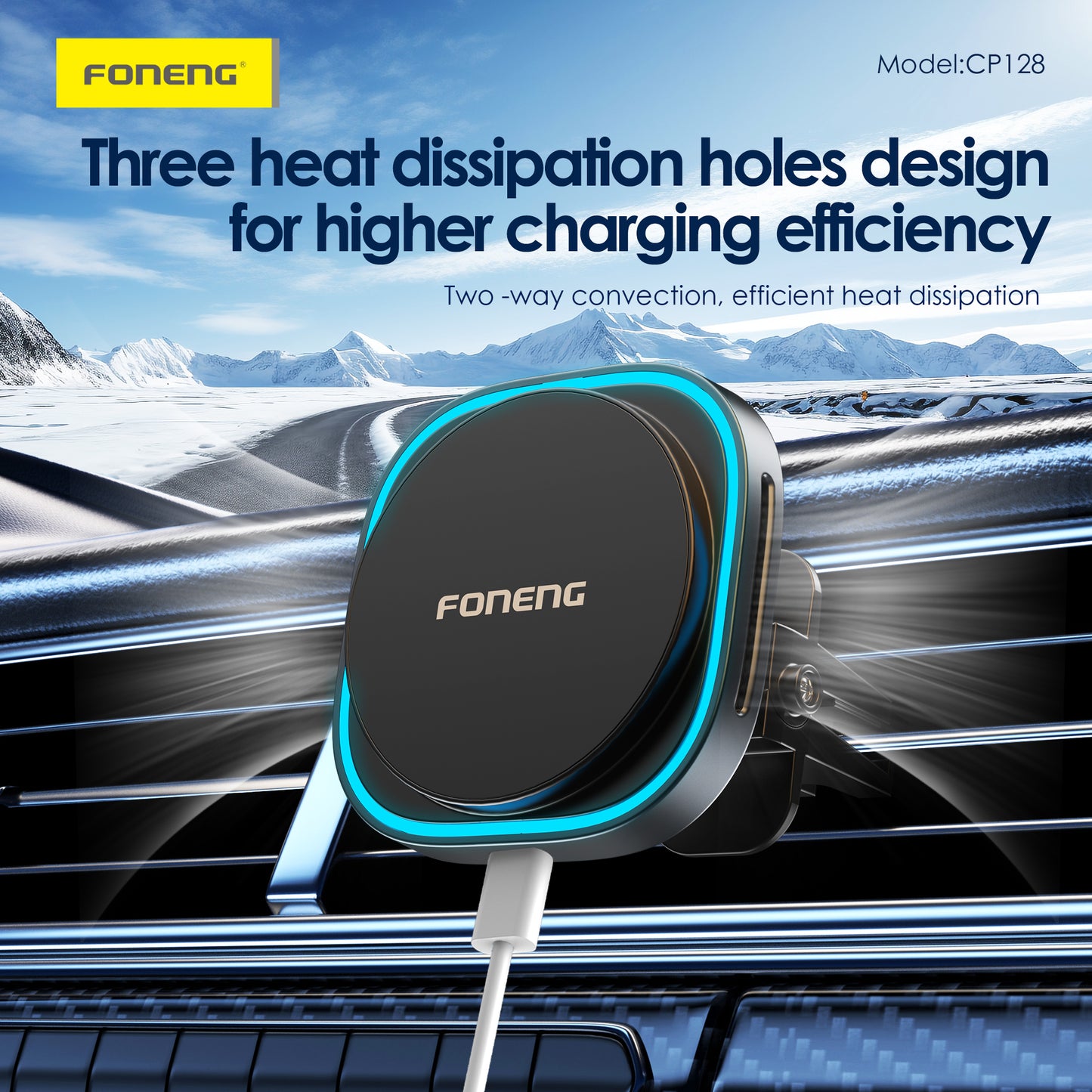 FONENG CP128 Magnetic Wireless Charging Car Holder 15W