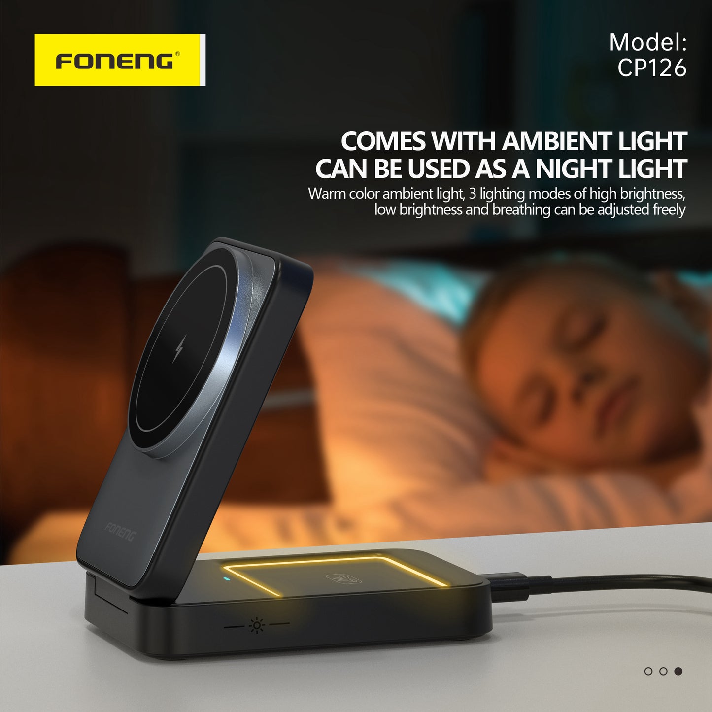 FONENG CP126 3 in 1 Foldable Magnetic Wireless Charging Stand 15W