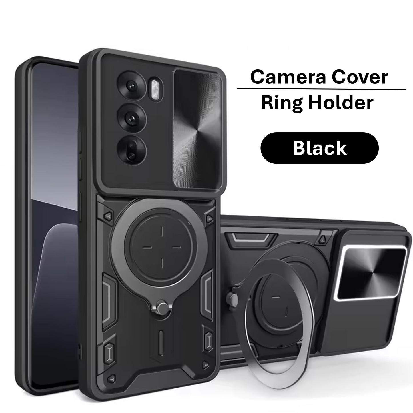 OPPO Reno12 F 5G Armor Shockproof Slide Camera Cover and Magnetic Ring Holder Case
