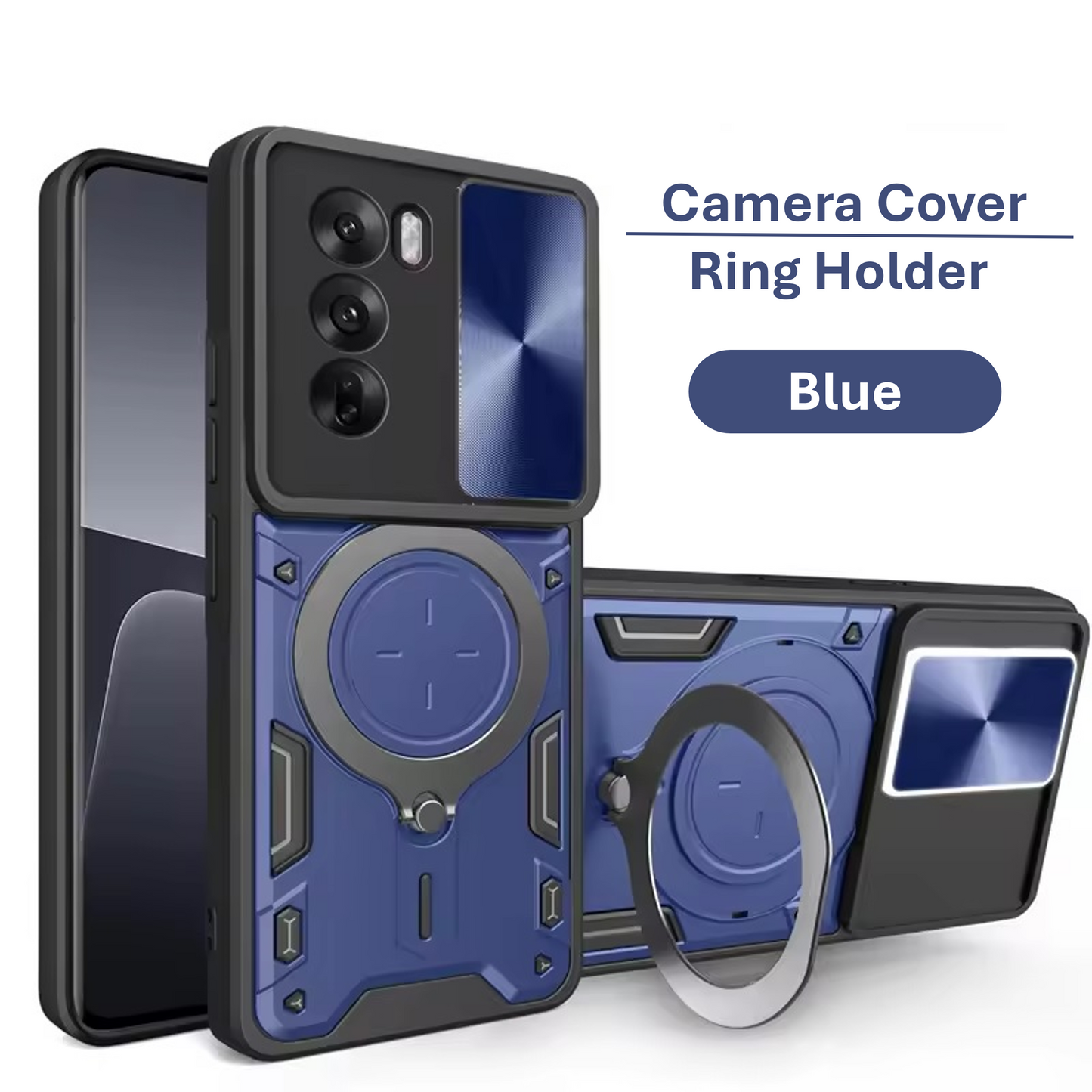 OPPO Reno12 F 5G Armor Shockproof Slide Camera Cover and Magnetic Ring Holder Case