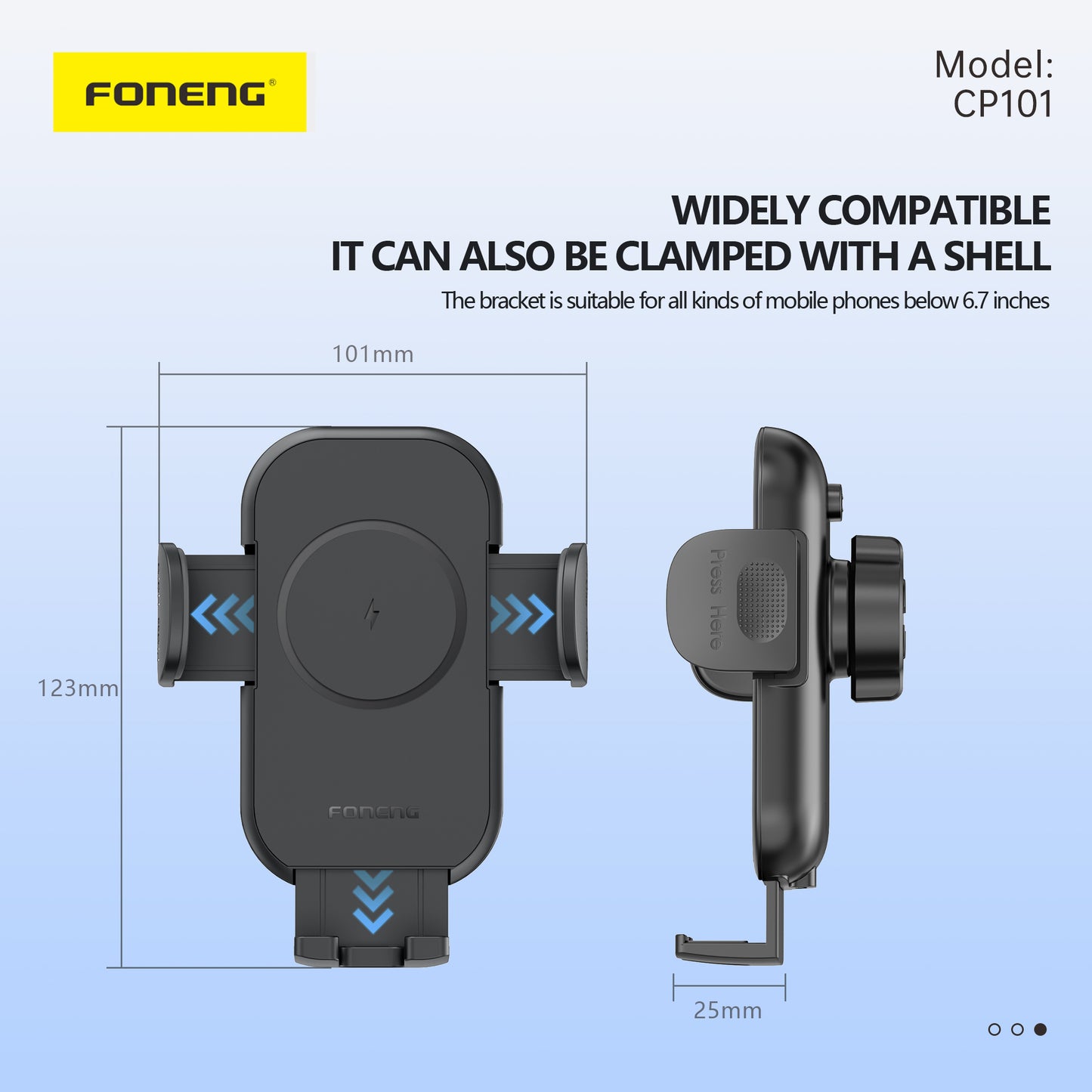 FONENG CP101 Wireless Charging Air Vent Car Holder 15W