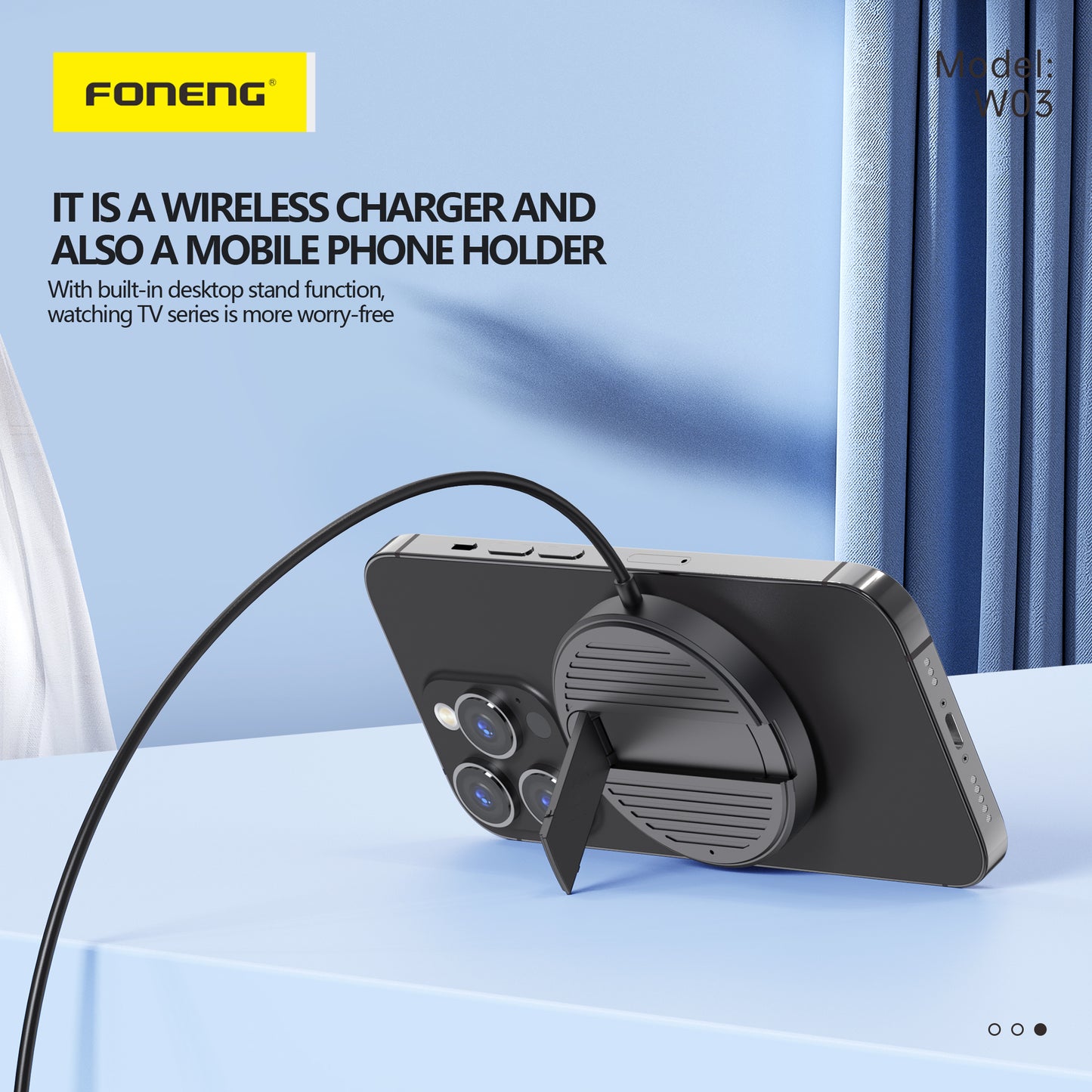 FONENG W03 Mini Magnetic Wireless Charger with Stand