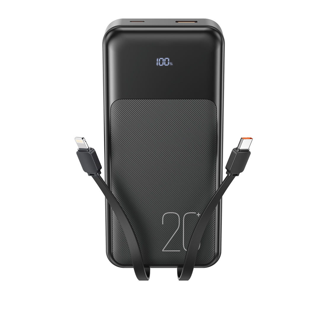 XO PR249 Digital Display Power Bank with Built-in Cables 20000mAh