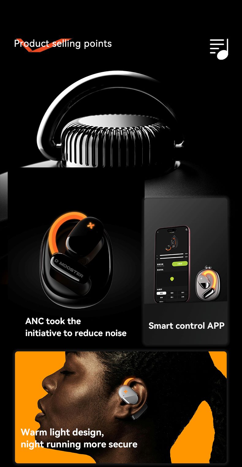 DMOOSTER D72 ANC & Noise Reduction Bluetooth Earphone with Nightlight