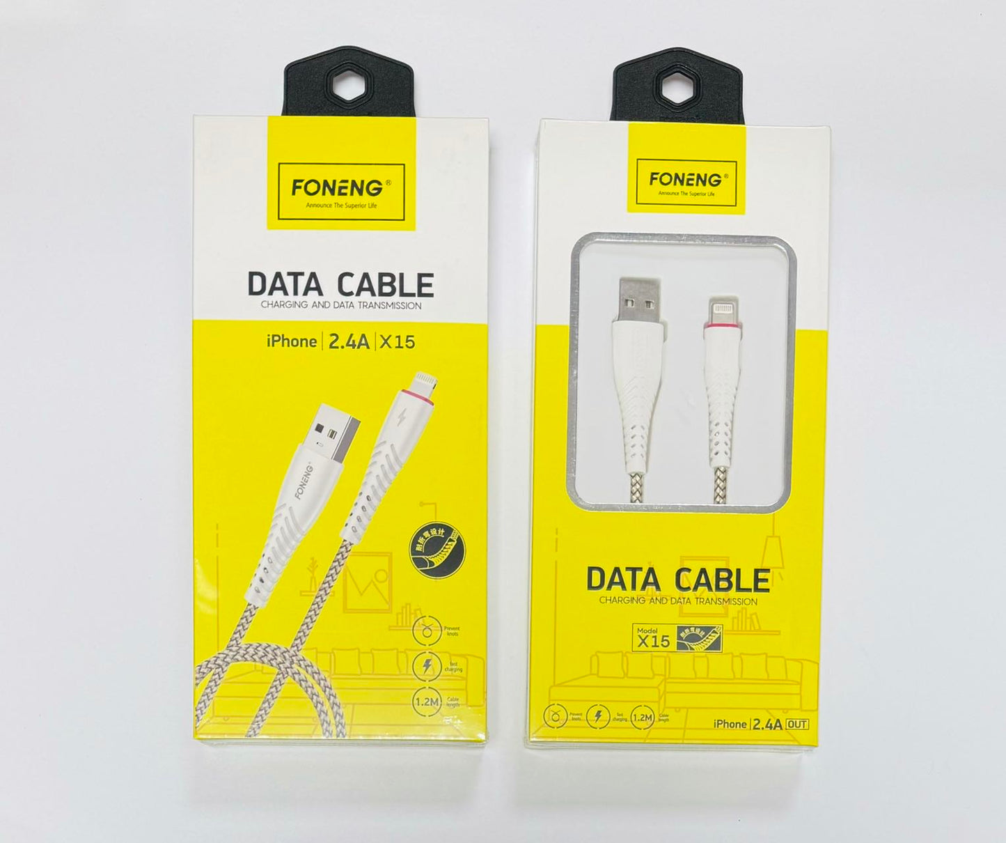 FONENG X15 Braid Series Lightning 2.4A USB Cable 1.2M