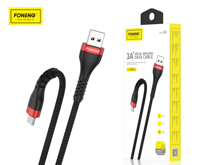 FONENG X82 Type-C Superior Metal Head Weaved USB Cable 1M
