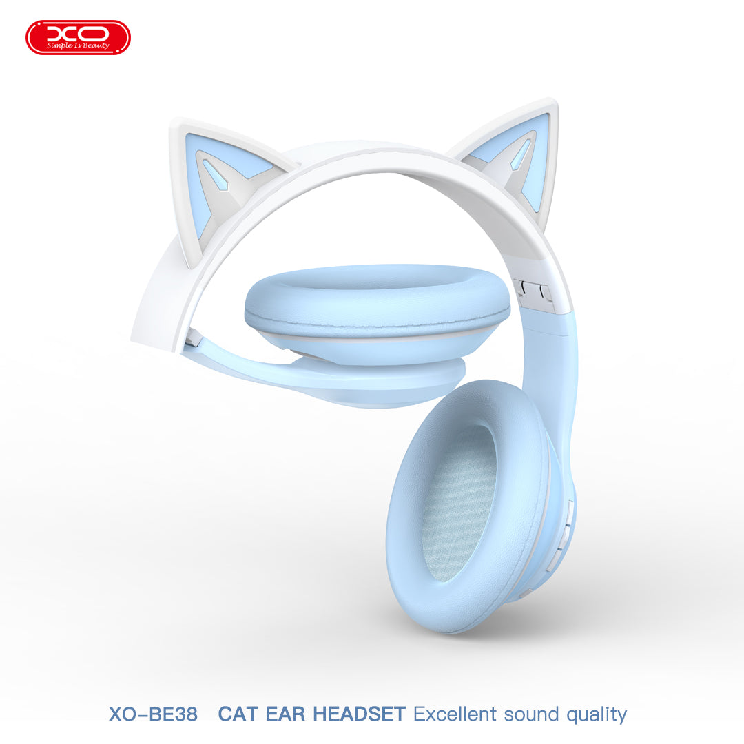 XO BE38 Cats Ear Colourful Lights Headband Bluetooth Headset