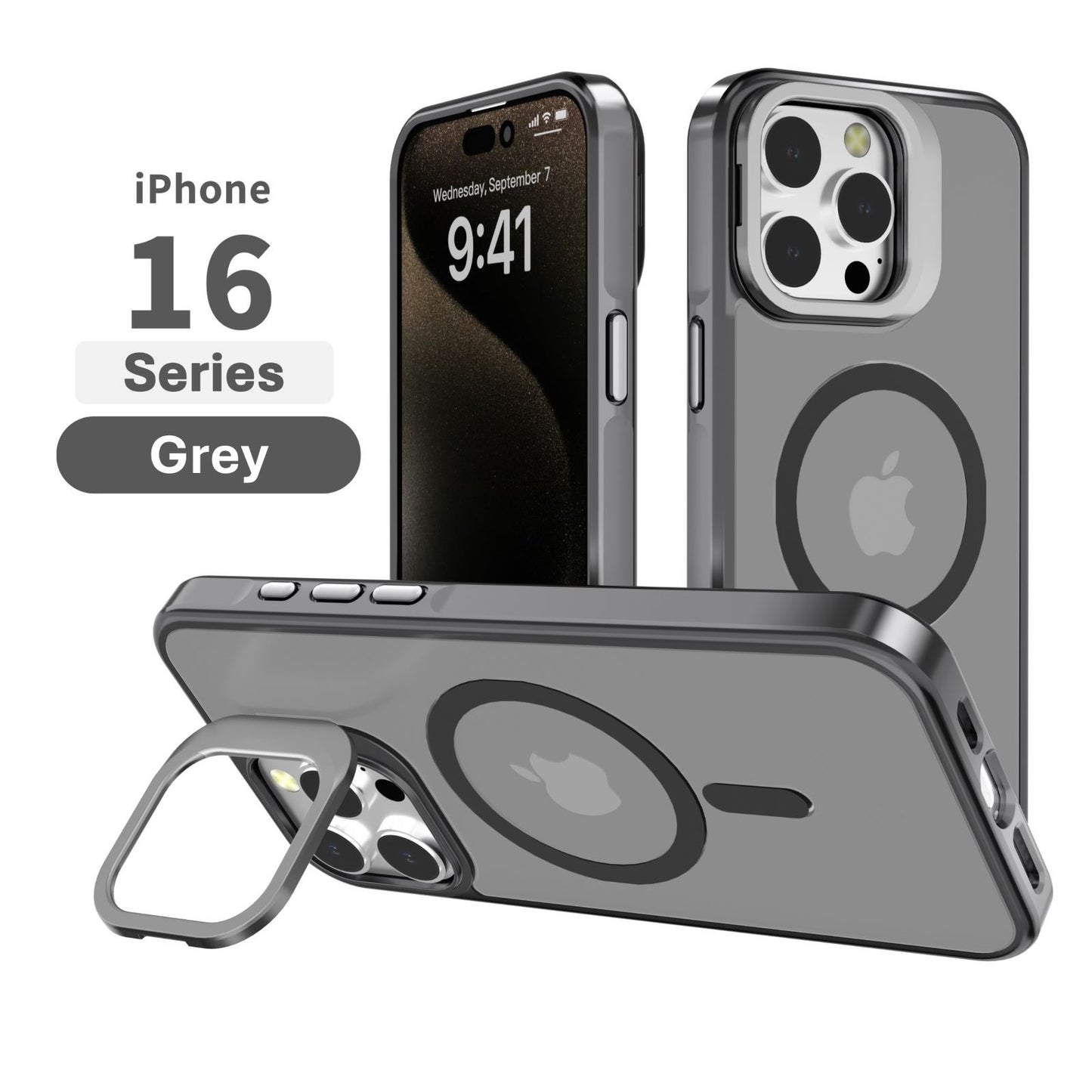iPhone 16 6.1 Frosted Matte Magsafe Case with Stash Stand