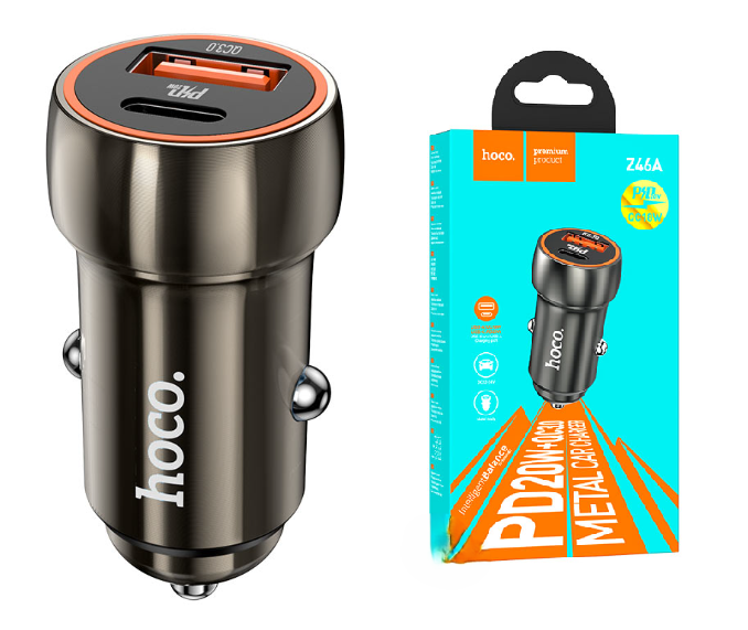 HOCO Z46A Blue Whale PD20W+QC3.0 Car Charger