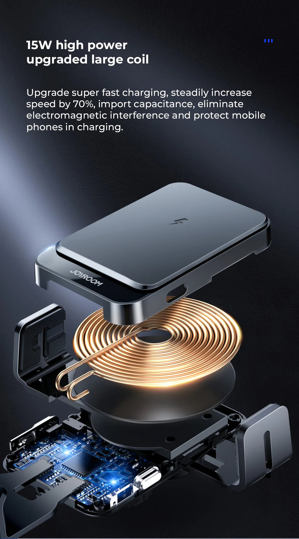 Joyroom JR-ZS219 Three-Axis Electric Wireless Charging Dashboard Car Holder