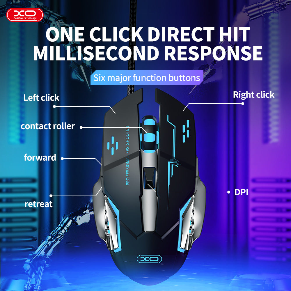 XO M10 Gaming Mechanical 6 Button Light Emitting Wired Mouse