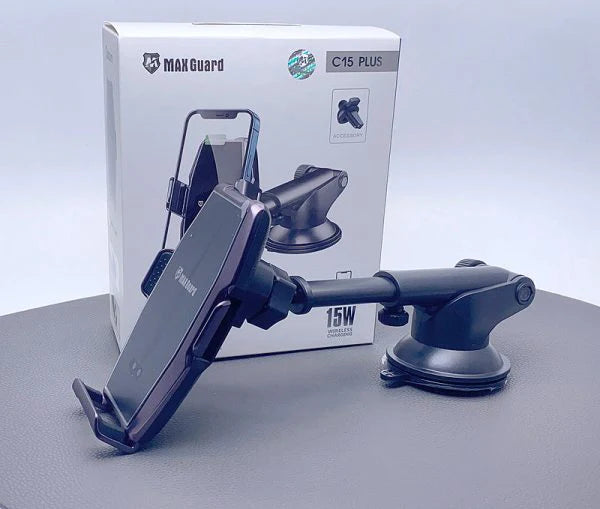 MaxGuard C15 Plus Wireless Charger 2 in 1 Car Holder 15W