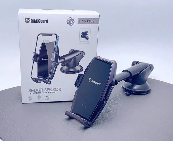 MaxGuard C15 Plus Wireless Charger 2 in 1 Car Holder 15W