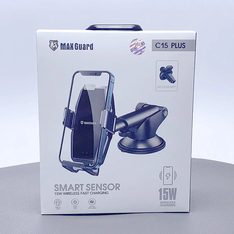 MaxGuard C15 Plus Wireless Charger 2 in 1 Car Holder 15W