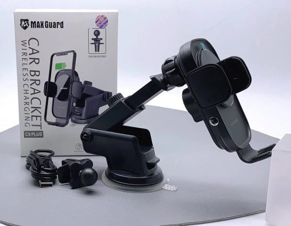 MaxGuard C9 Plus Wireless Charger 2 in 1 Car Holder 15W