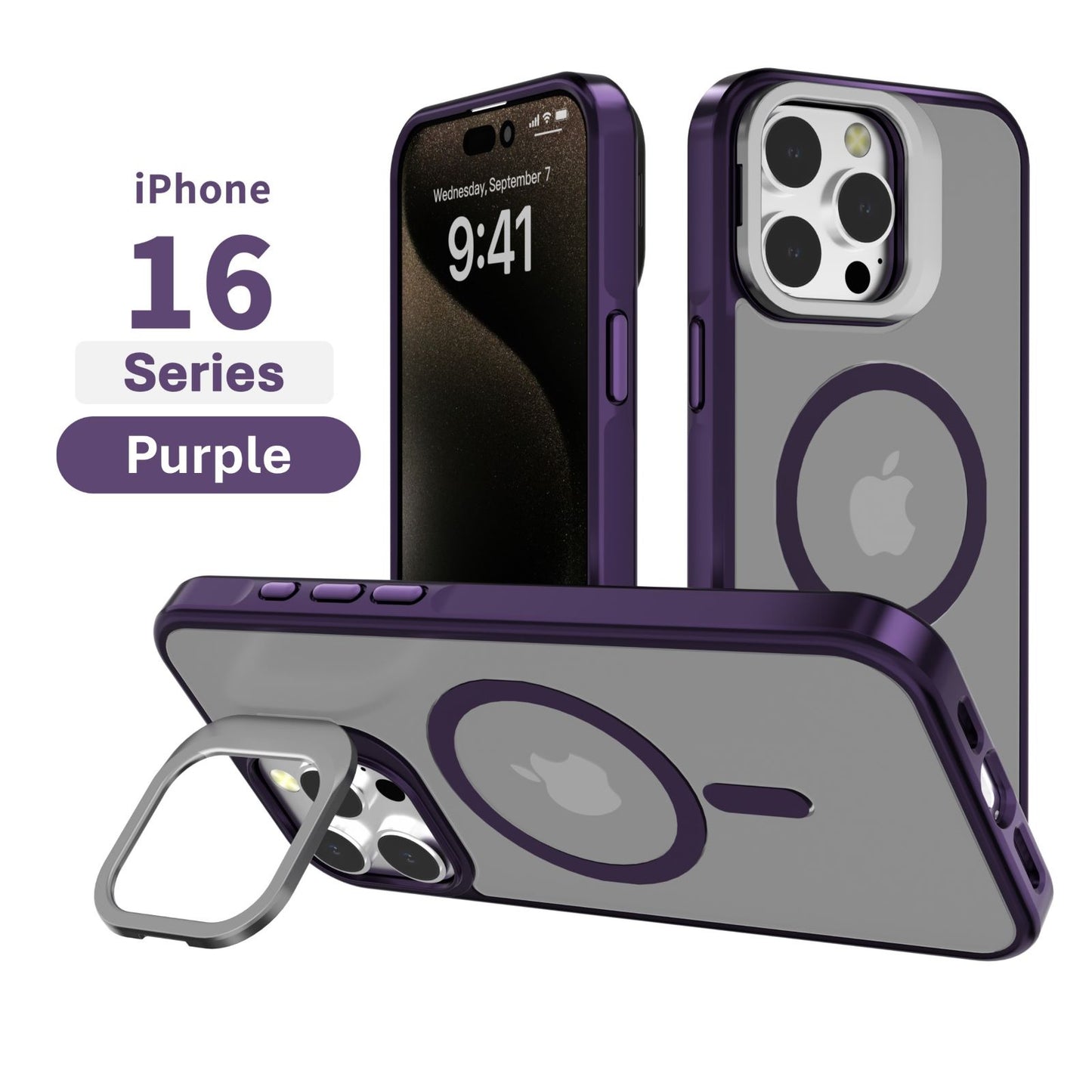 iPhone 16 6.1 Frosted Matte Magsafe Case with Stash Stand