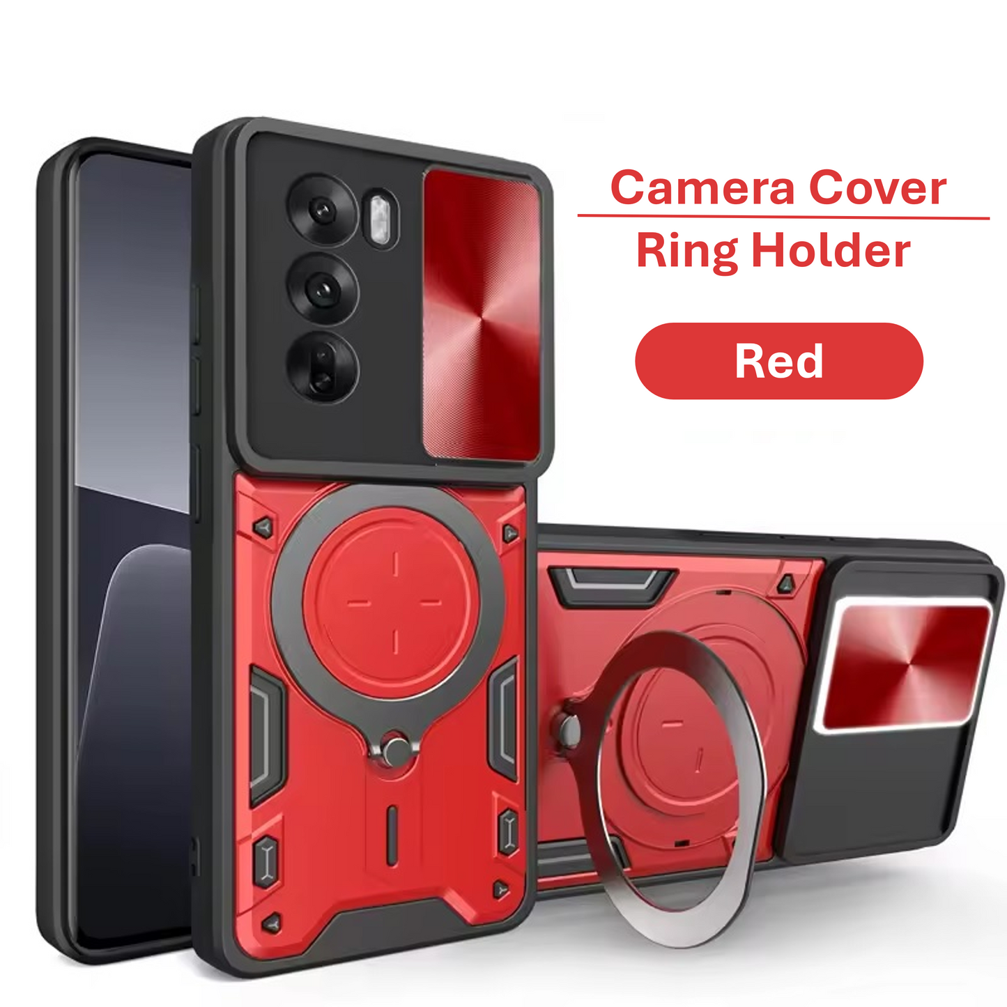 OPPO Reno12 F 5G Armor Shockproof Slide Camera Cover and Magnetic Ring Holder Case