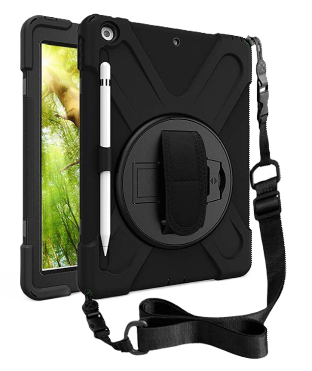 iPad 10.2 (2019/2020) Shockproof with Swivel Kickstand/Hand/Shoulder Strap Case