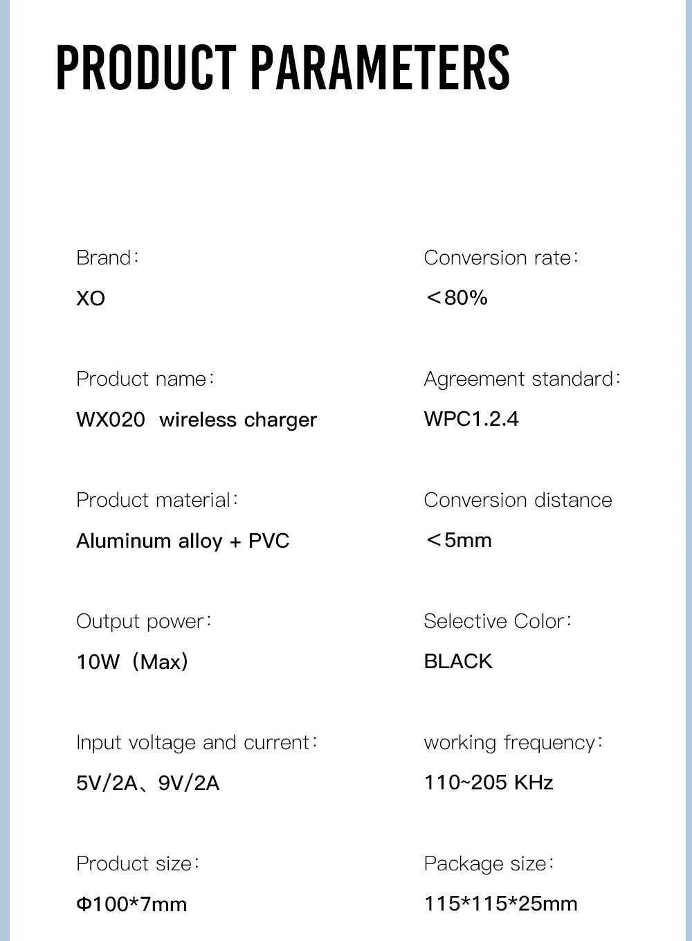 XO WX020 Wireless Charger Pad 15W