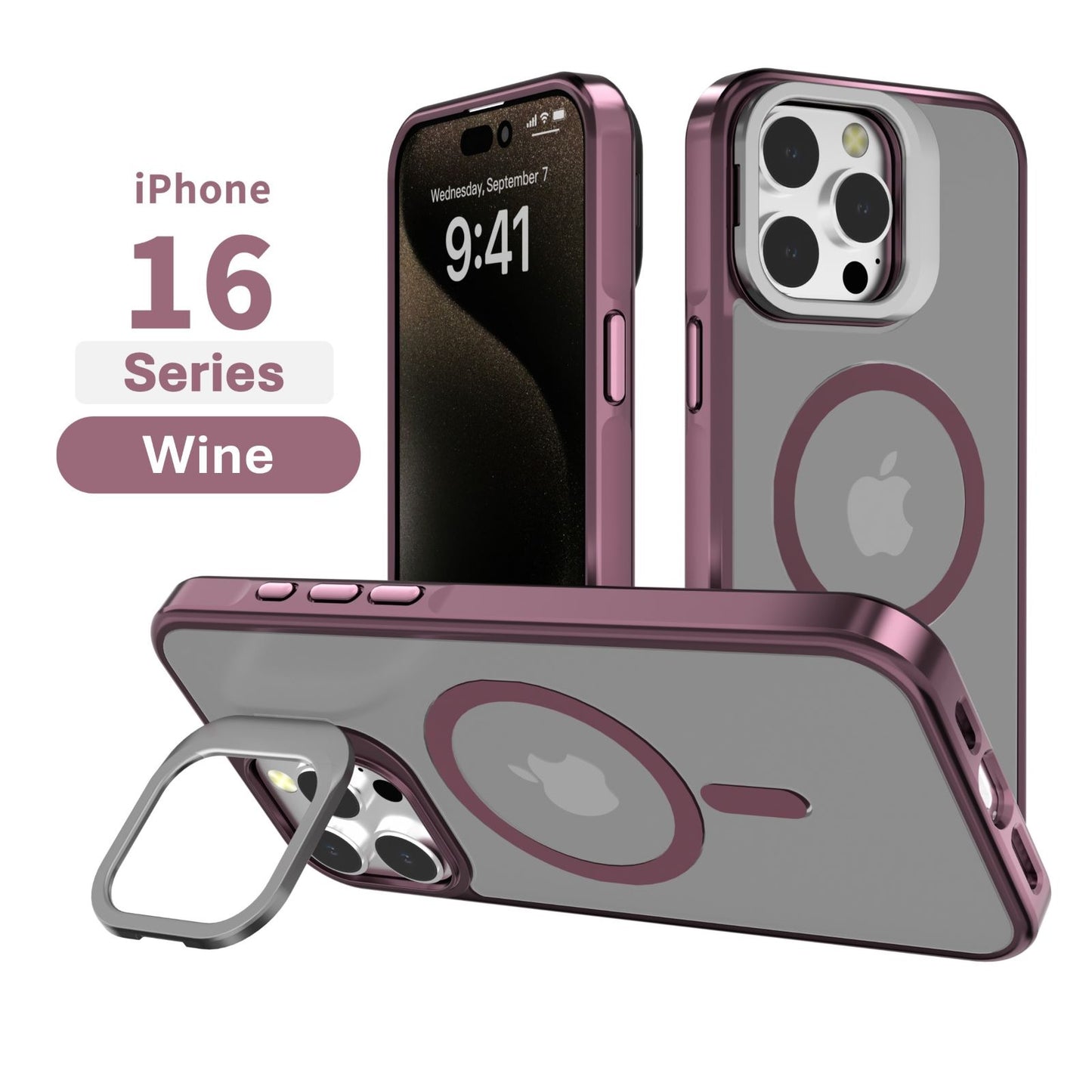 iPhone 16 Pro Max 6.9 Frosted Matte Magsafe Case with Stash Stand