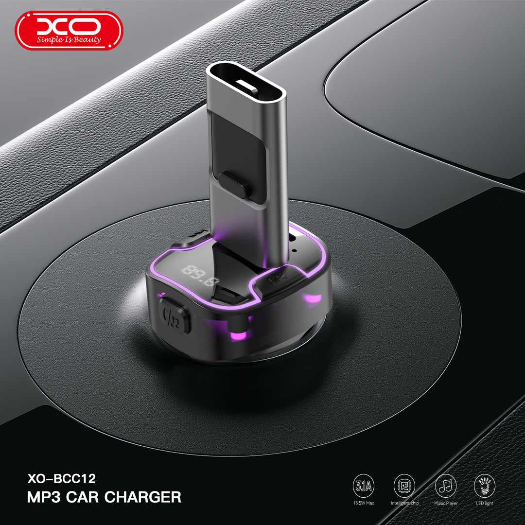 XO BCC12 Intelligent Bluetooth MP3+5V 3.1A Atmosphere Light Car Charger