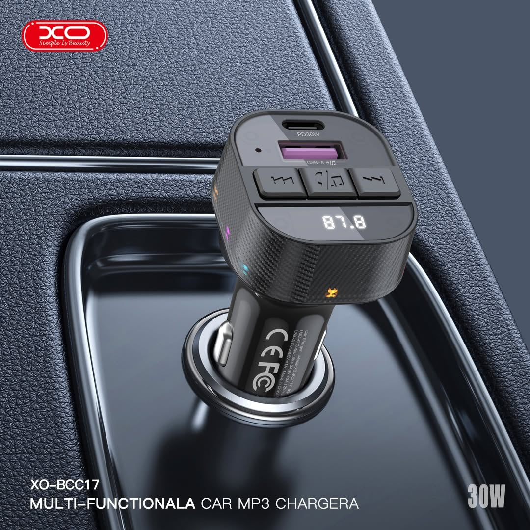 XO BCC17 Smart Bluetooth MP3 A+C Dual Port PD30W Car Charger