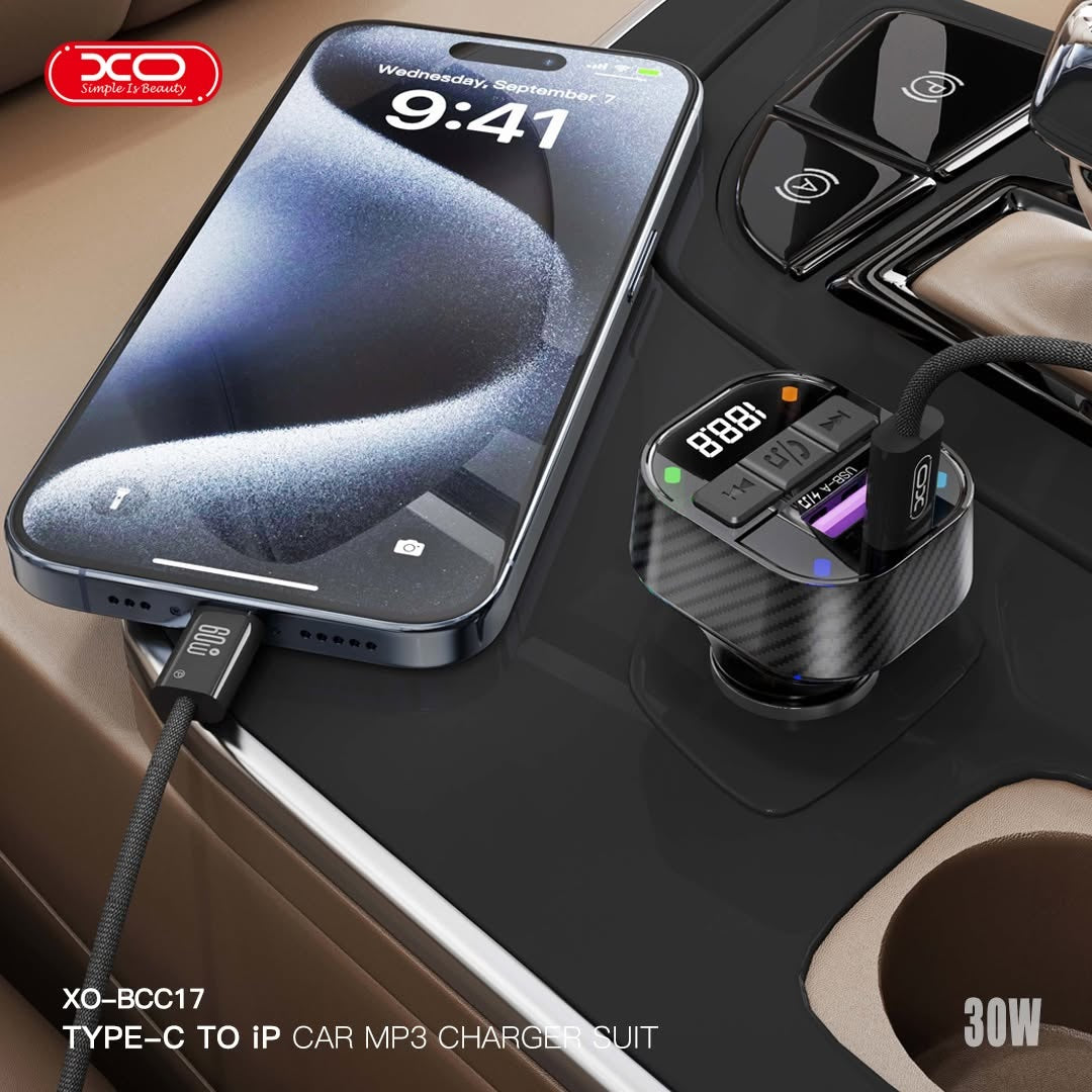 XO BCC17 Smart Bluetooth MP3 A+C Dual Port PD30W Car Charger