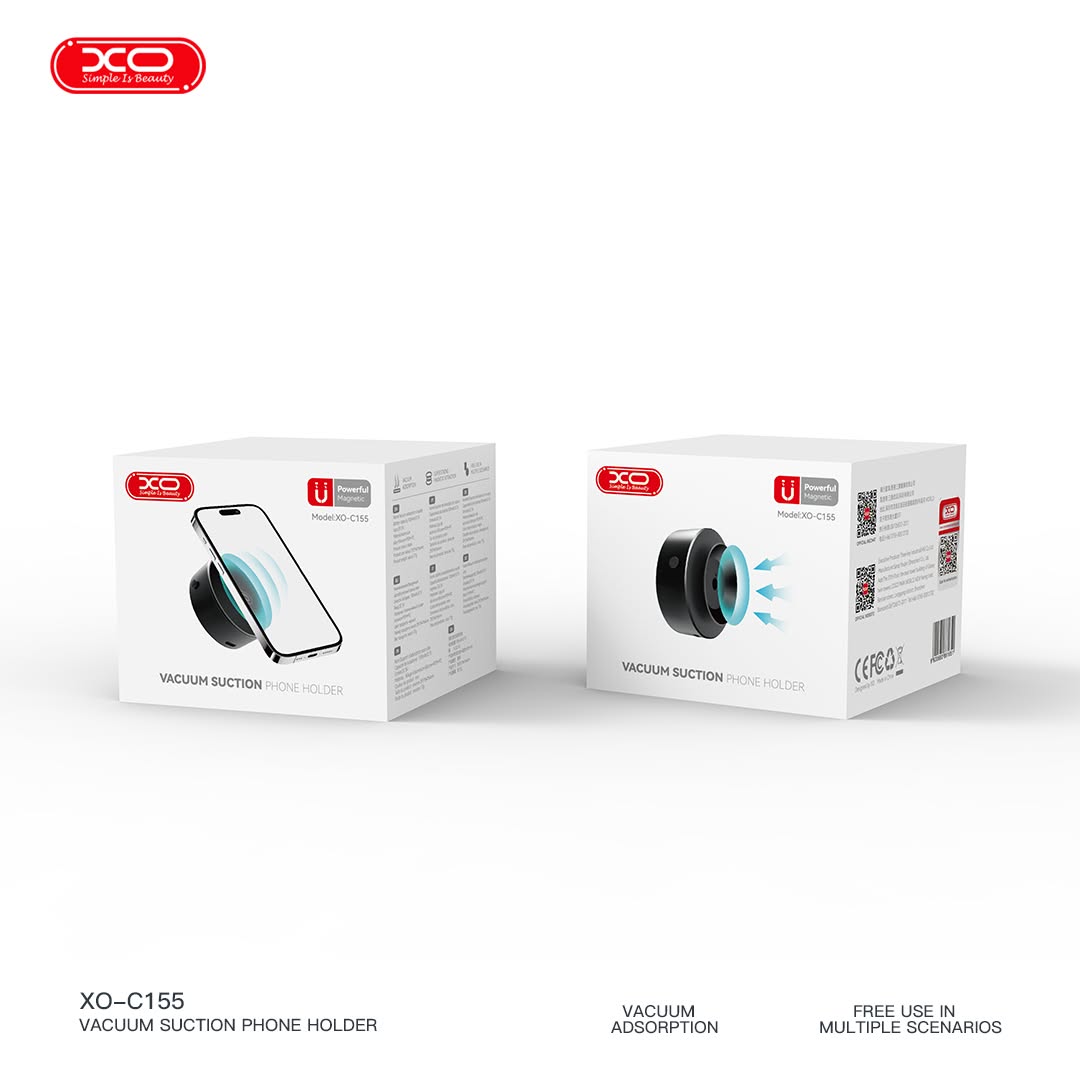 XO C155 Magnetic Car Suction Cup Phone Holder - Black