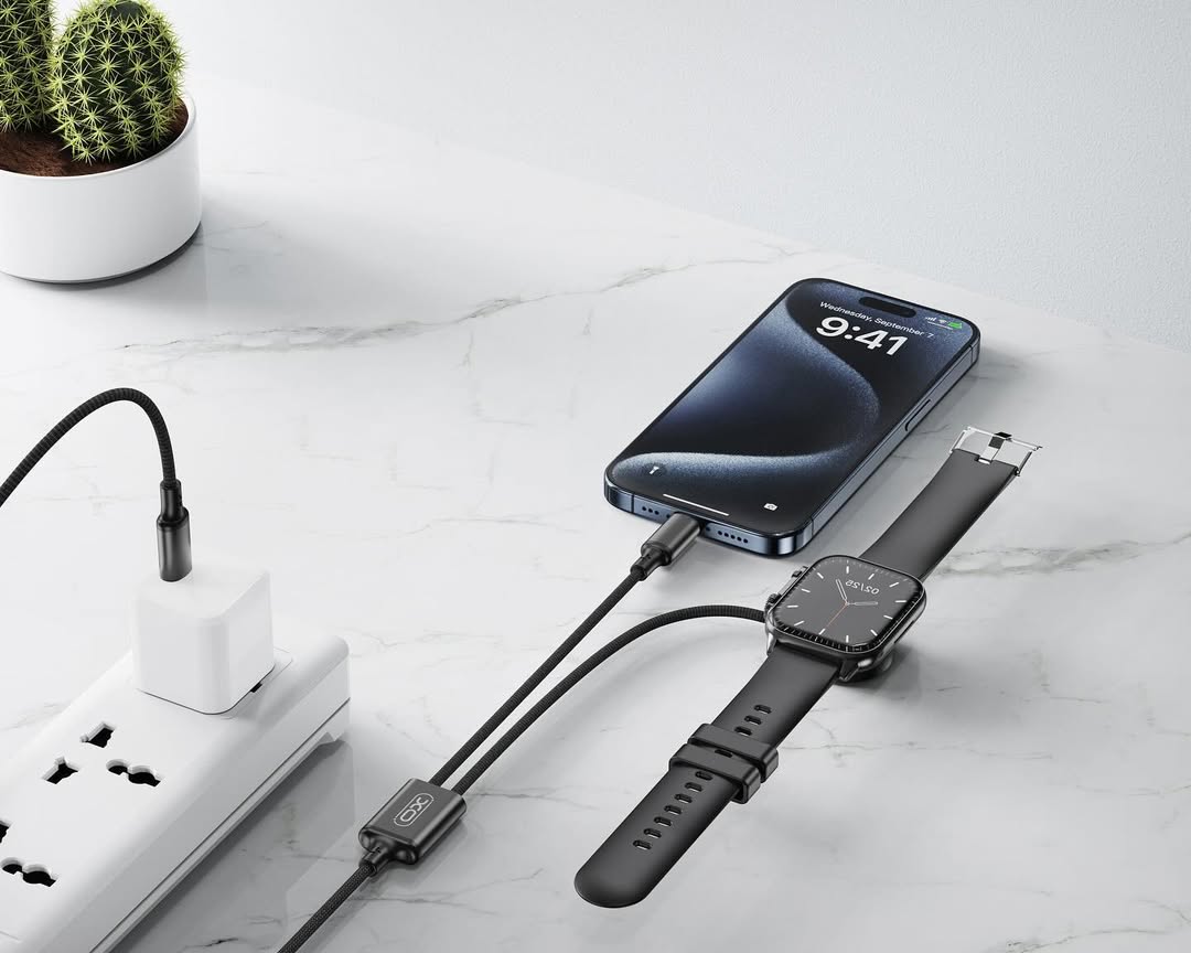 XO CX030 2 in 1 USB-C + Apple Watch Charger Braided Type-C Cable