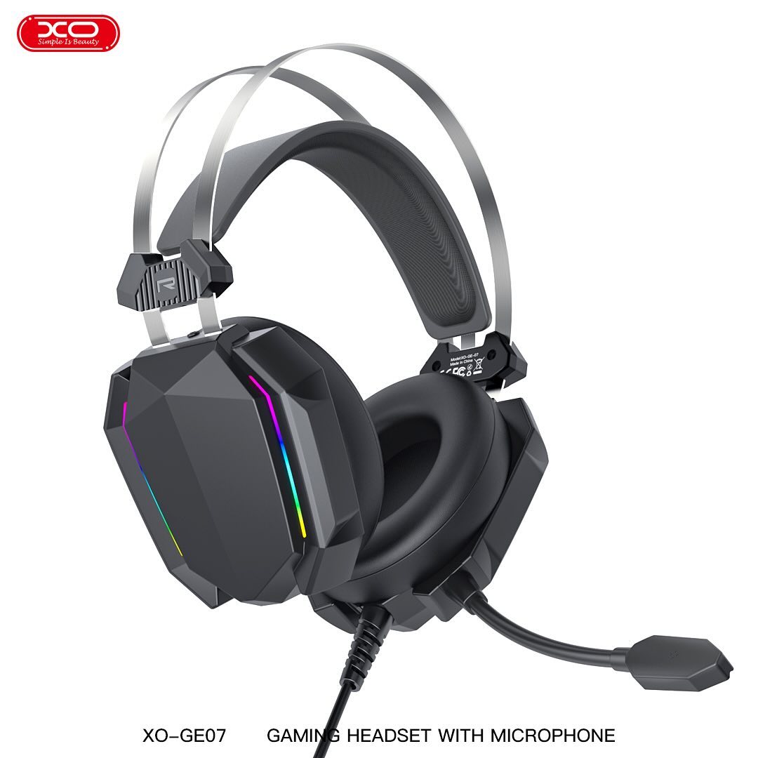 XO GE-07 Static RGB Long Mic Gaming Headphones USB+Dual 3.5mm