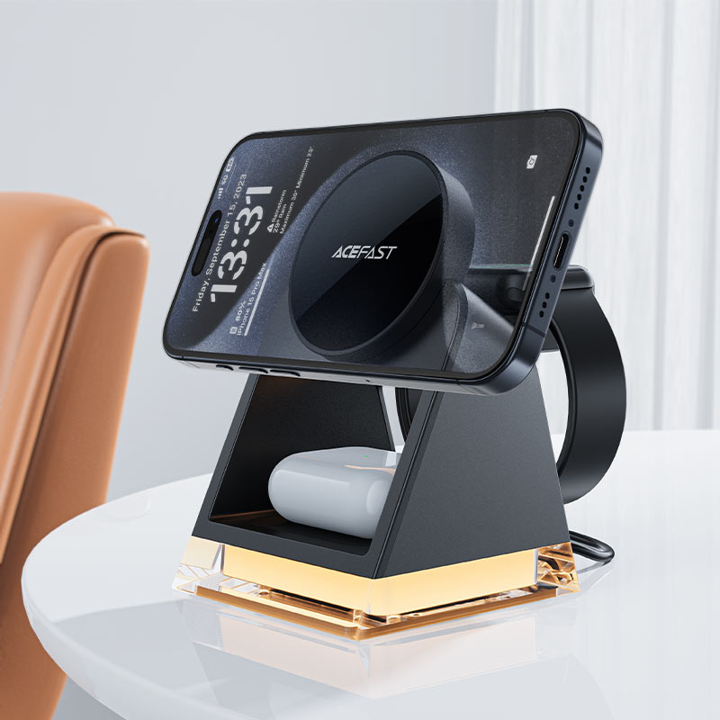 ACEFAST E17 Premium 3 in 1 Magnetic Wireless Charger with Stylish Ambient Light