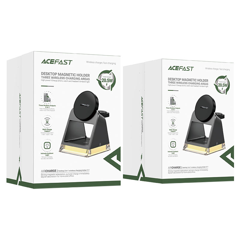 ACEFAST E17 Premium 3 in 1 Magnetic Wireless Charger with Stylish Ambient Light