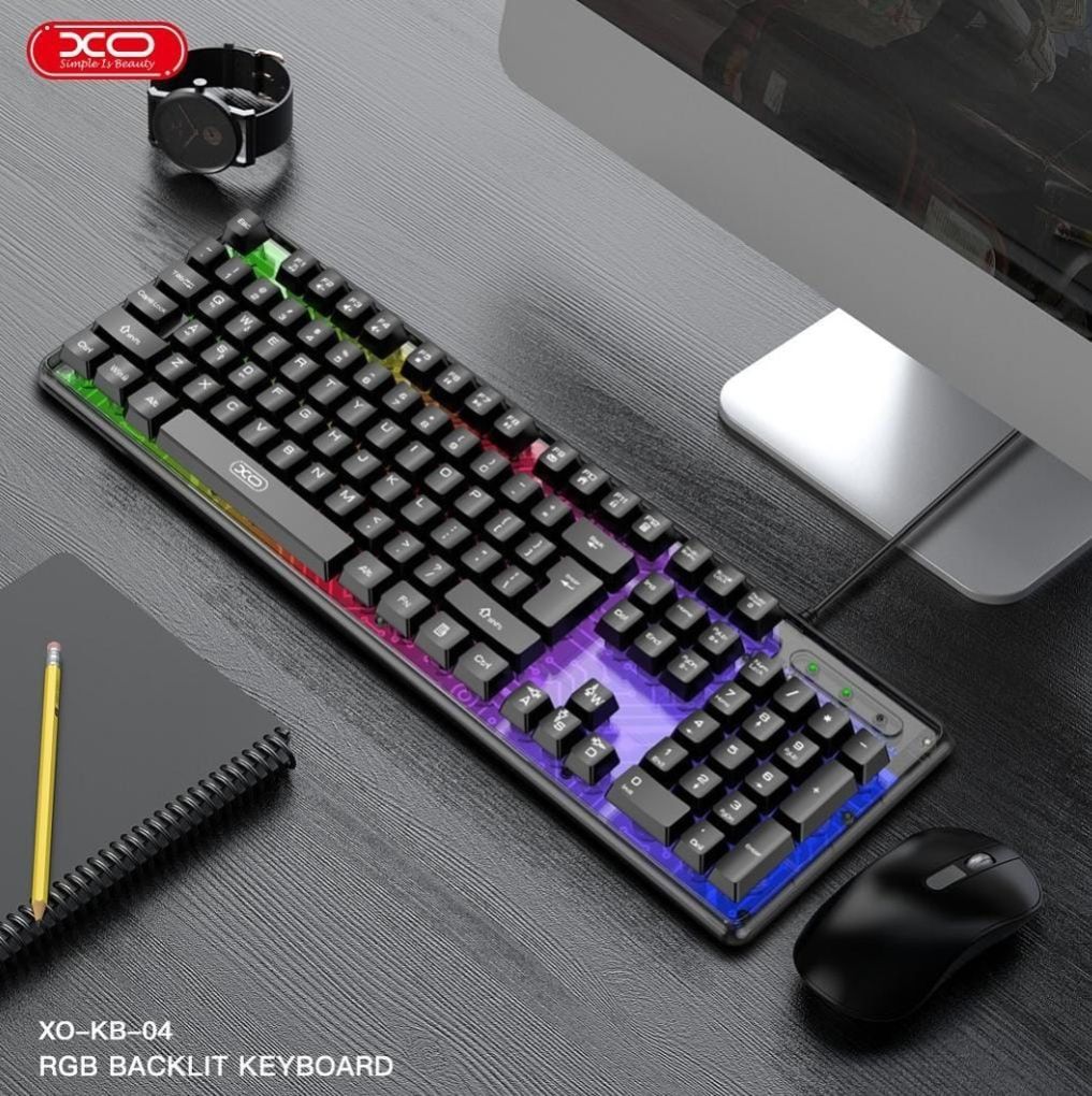 XO KB-04 Triple Color Mixed Breathing Light Wired Game Keyboard