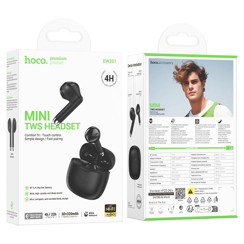 HOCO EW201 Graceful Deep Bass TWS BT Headset