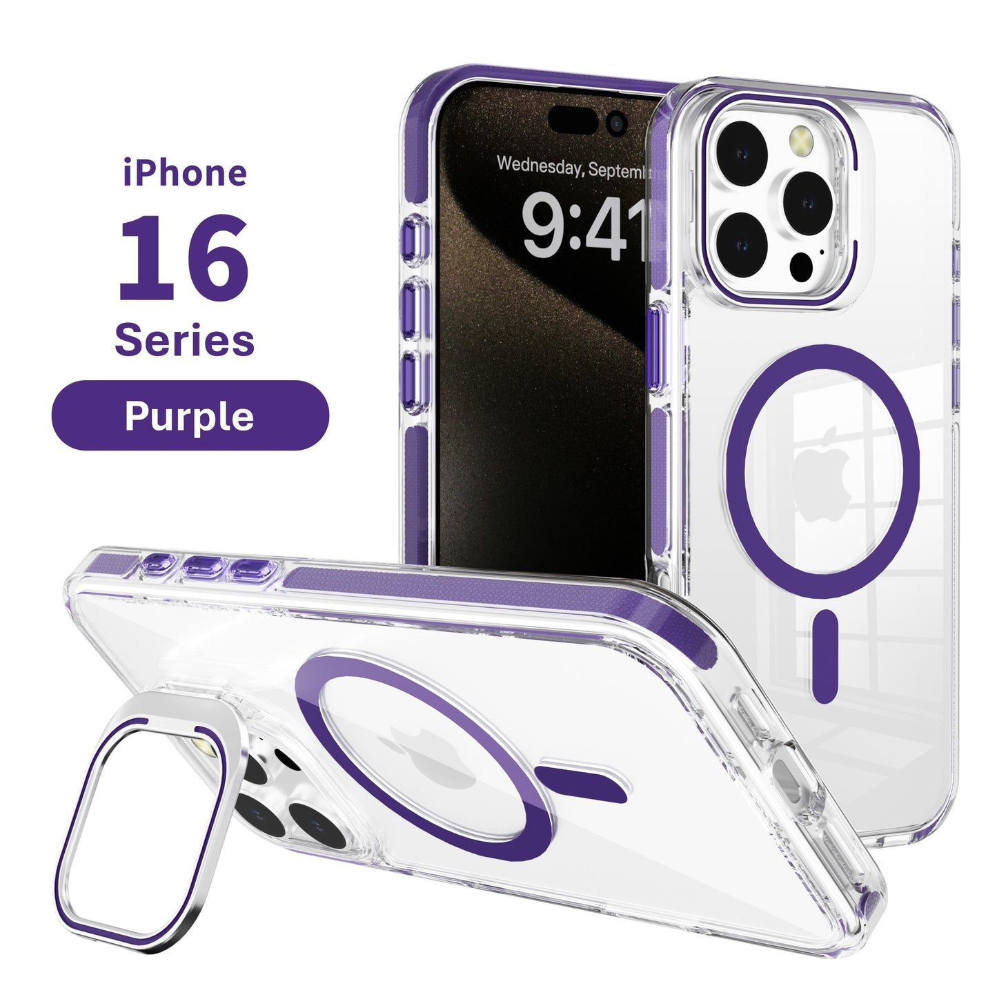 iPhone 16 6.1 Classic Hybrid Magsafe Case with Stash Stand