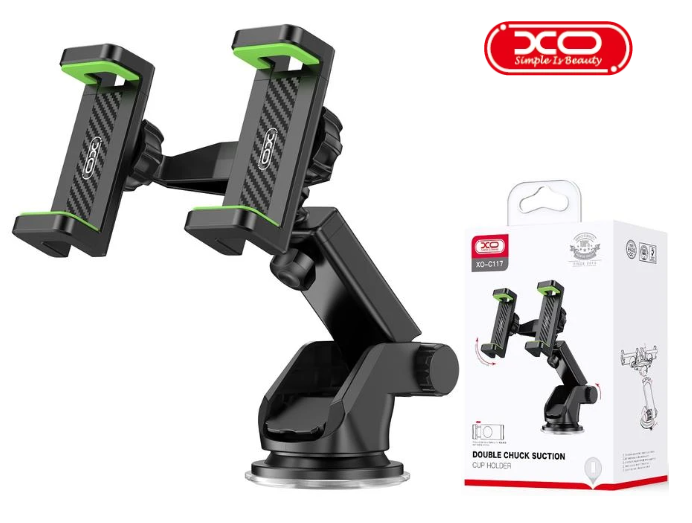XO C117 Double Chuck Suction Dashboard Car Holder