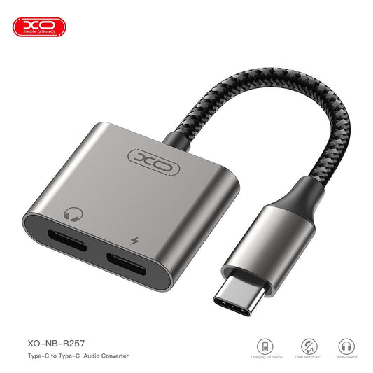 XO NB-R257A Type-C Adapter Dual Type-C Audio Converter 27W