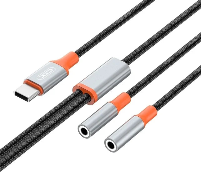 XO NB-R269B Couple Cable Type-C to Dual 3.5 Female Adapter 1.2M