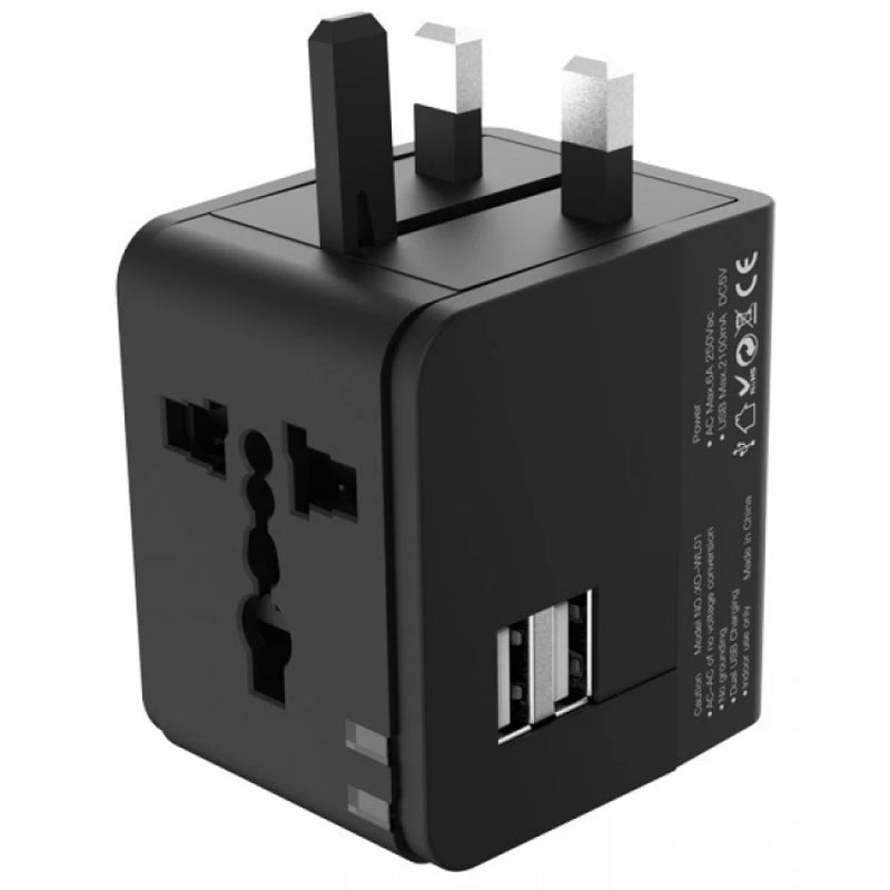 XO WL01 Dual USB-A Universal Travel Adapter (Overseas Use Only)