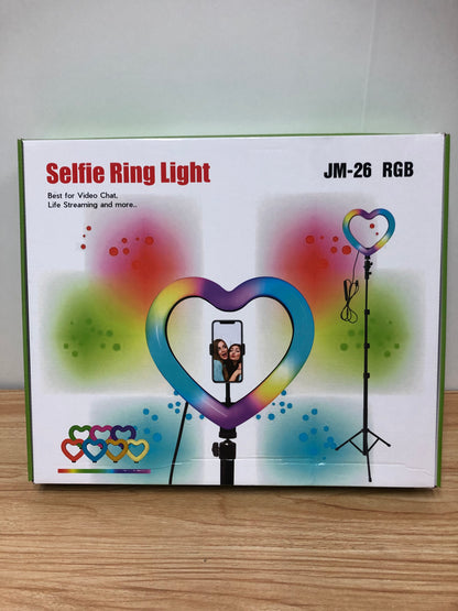 26cm/10inch JM-26 Heart-Shaped RGB LED Ring Light with Phone Holder & 1.3M Stand Set