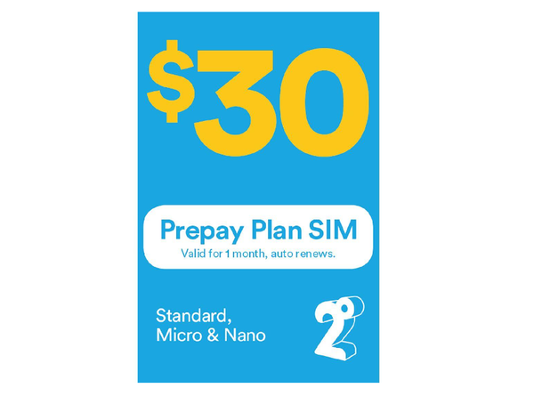 2Degrees Prepay SIM Card $30 CarryOver Combo