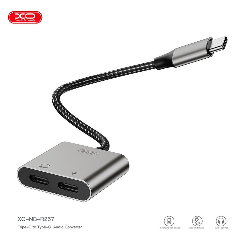 XO NB-R257A Type-C Adapter Dual Type-C Audio Converter 27W