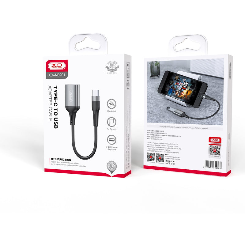 XO NB201 Type-C to USB-A 2.0 OTG Adapter Cable