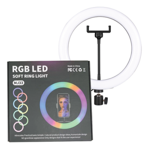 33cm/13inch MJ33 RGB LED Soft Ring Light for Live Telecast Single Holder