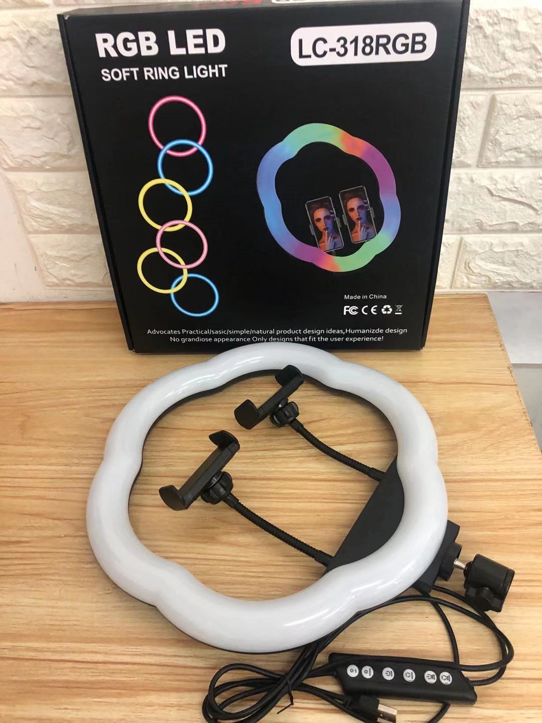 33cm 13inch LC-318 Flower-Shaped LED Ring Light with 2 Phone Holders