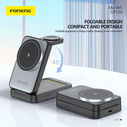 FONENG CP126 3 in 1 Foldable Magnetic Wireless Charging Stand 15W