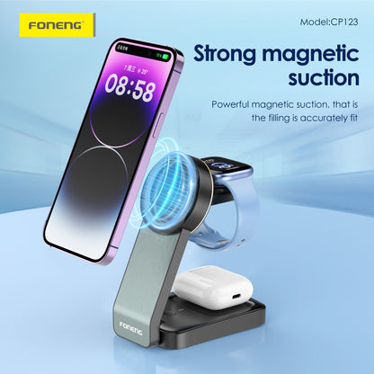 FONENG CP123 3 in 1 Foldable Magnetic Wireless Charging Stand 15W